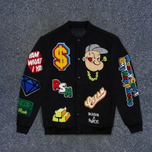 Reason X Popeye Collaboration Wool Varsity Jacket